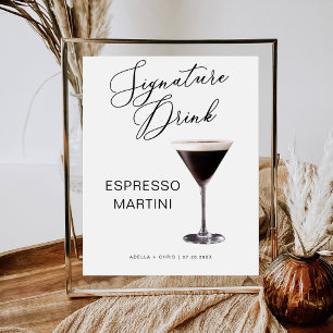 STELLA Wedding Espresso Cocktail Martini Bar Sign Sockelschild