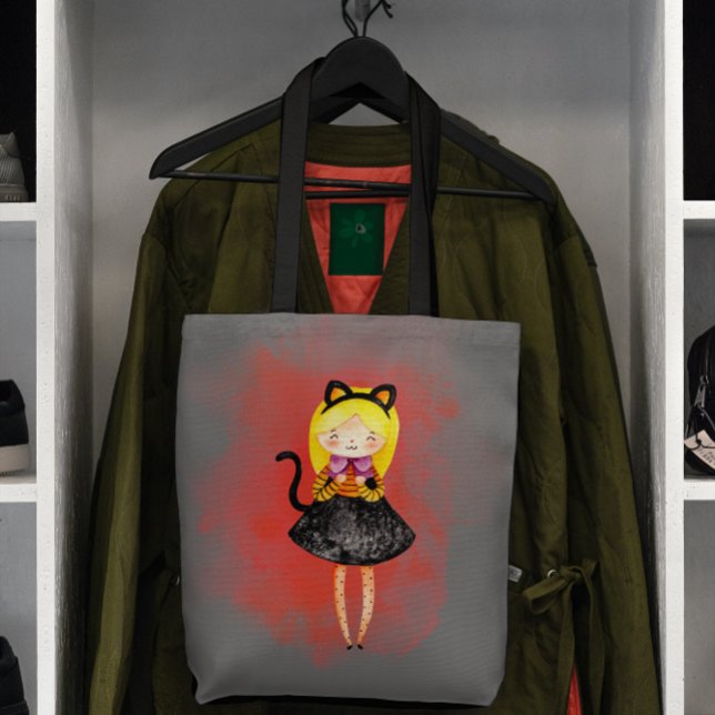Stellalunarts Niedlich Girl Halloween Cat Tasche (Stellalunarts Cute Girl Halloween Cat designs will brighten up your day. )
