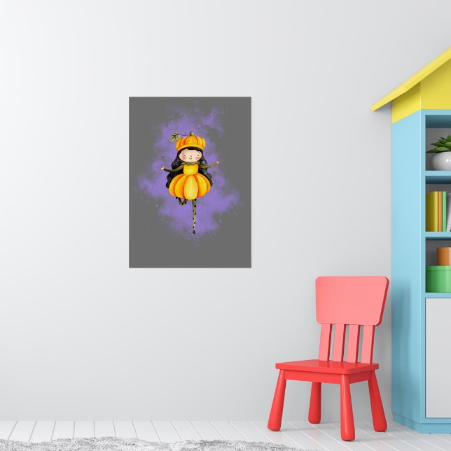 Stellalunarts Pumpkin Halloween Niedliches Mädchen Poster (Kinderzimmer 1)