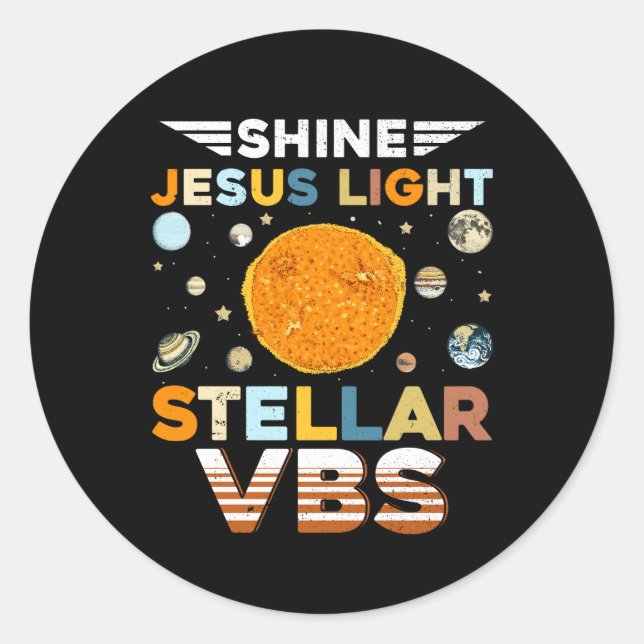Stellar Bible School VBS Shine Jesus Light Christi Runder Aufkleber (Vorderseite)