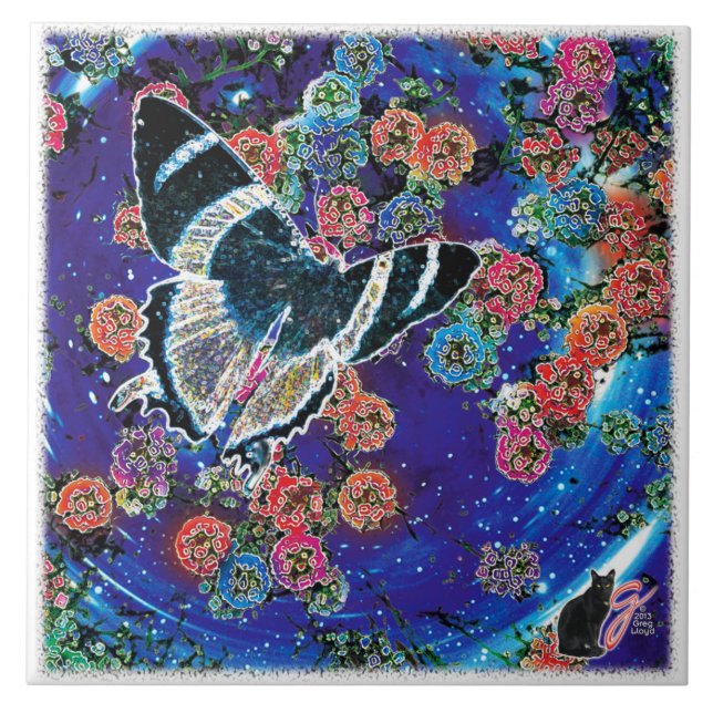 Stellar Blooms Keramik Tile Fliese (Vorderseite)