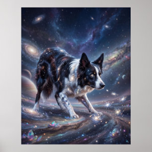 Stellar Border Collie Drifting Stars Poster