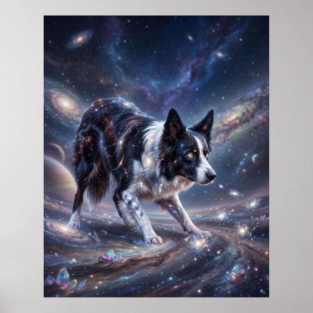 Stellar Border Collie Drifting Stars Poster (Vorne)