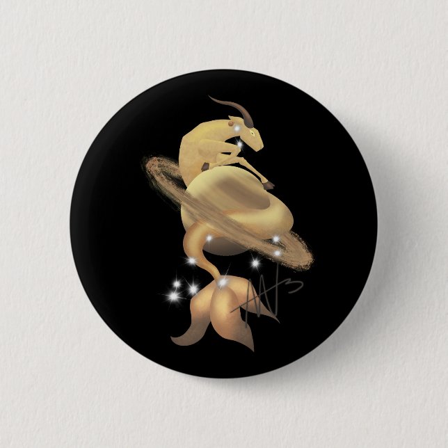 Stellar Capricorn Saturn Zodiac Button (Vorderseite)