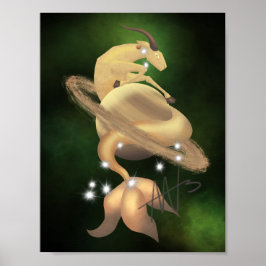 Stellar Capricorn Saturn Zodiac Poster