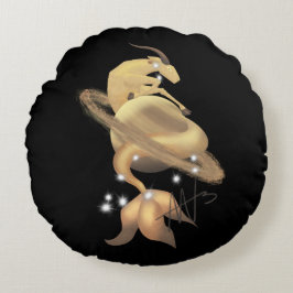Stellar Capricorn Saturn Zodiac Rundes Kissen