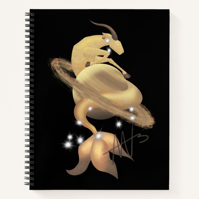 Stellar Capricorn Saturn Zodiac Spiral Notizbuch (Vorderseite)