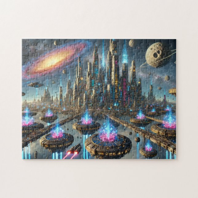 Stellar Cities Futuristic Neon Cityscape (Horizontal)