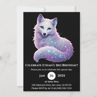 Stellar Constellation Wolf Birthday Einladung