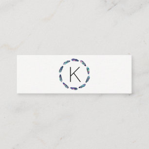 Stellar Federmuster mit Monogramm Mini Visitenkarte