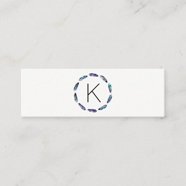 Stellar Federmuster mit Monogramm Mini Visitenkarte (Vorderseite)