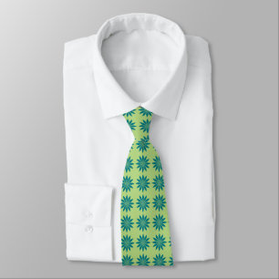 Stellar Geometric Floral Aquamarin und Limon zweis Krawatte
