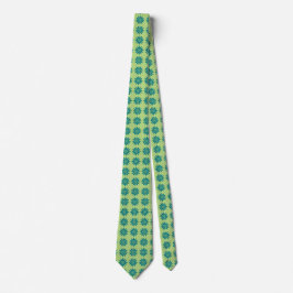 Stellar Geometric Floral Aquamarin und Limon zweis Krawatte