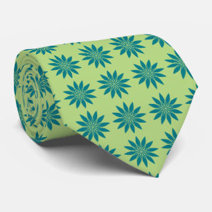 Stellar Geometric Floral Aquamarin und Limon zweis Krawatte