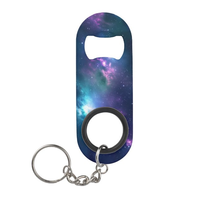 Stellar Illumination: Nebel mit glühenden Sternen Mini Flaschenöffner (Vorderseite)