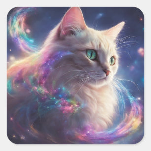 Stellar Kitty - kosmische Katzenkunst Quadratischer Aufkleber