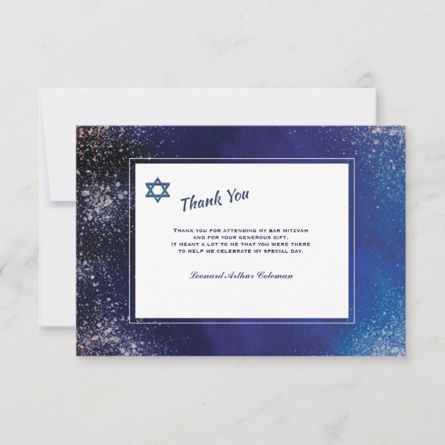 Stellar Night Bar Mitzvah Dankeschön Karte (Vorderseite)