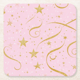 Stellar Sip - Pink & Gold Star Untersetzer