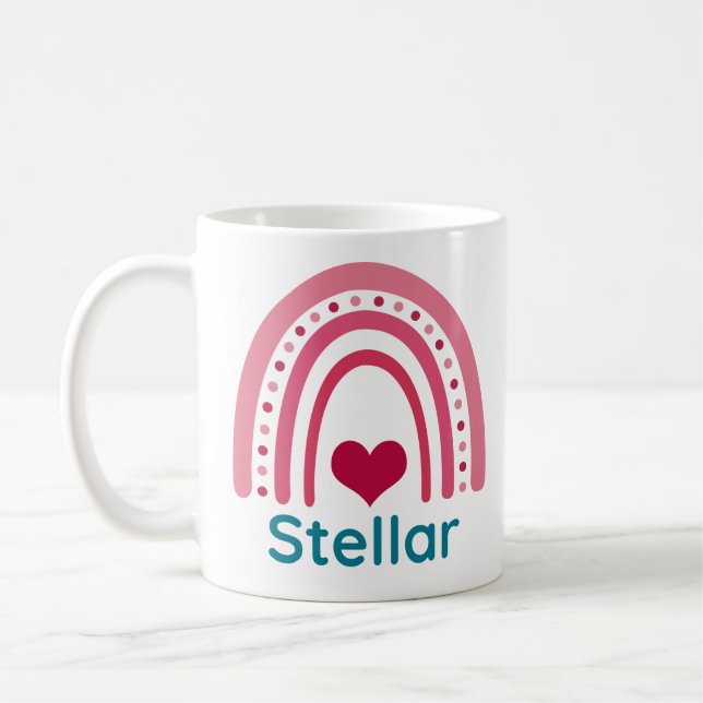 Stellar Viva Magenta Boho Rainbow Kaffeetasse (Links)