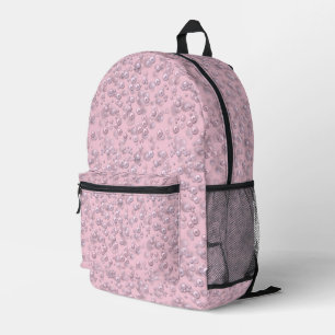 Stellen der weißen rosa Perlen auf rosa Samt Bedruckter Rucksack
