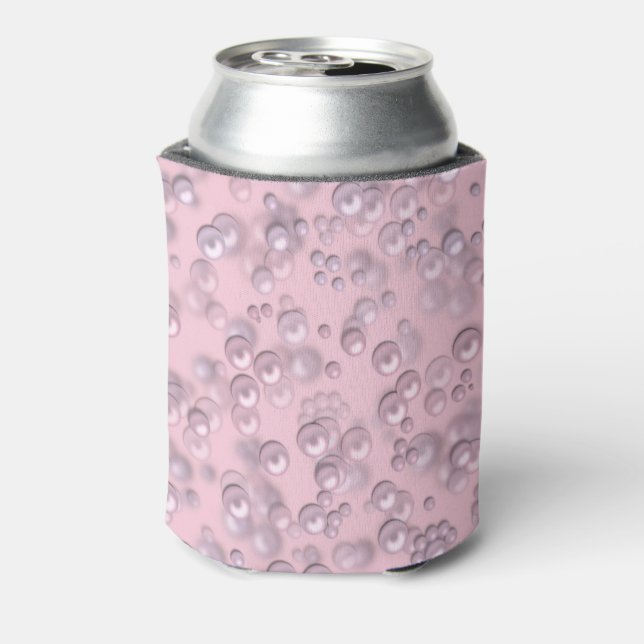 Stellen der weißen rosa Perlen auf rosa Samt Dosenkühler (Kanne Rückseite)