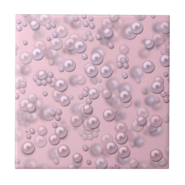 Stellen der weißen rosa Perlen auf rosa Samt Fliese (Vorderseite)