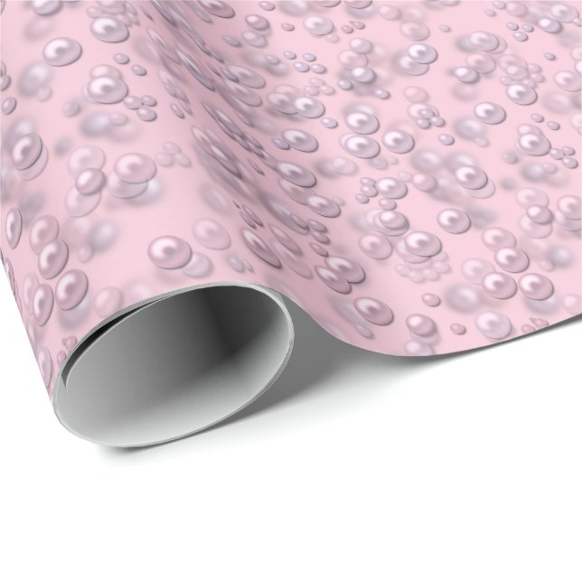 Stellen der weißen rosa Perlen auf rosa Samt Geschenkpapier (Rolleneckpunkt)
