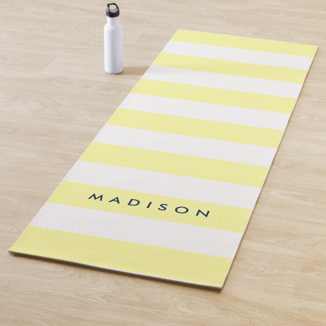 Stellen Sie den Namen Preppy Yellow & White Streif Yogamatte (Beispiel)