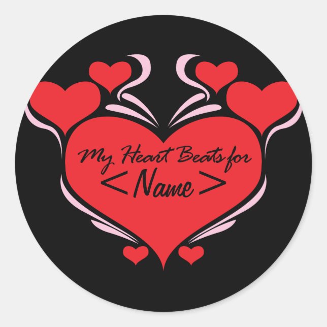 Stellen Sie die Heart Beats für,<Name>ein.  Runder Aufkleber (Vorderseite)