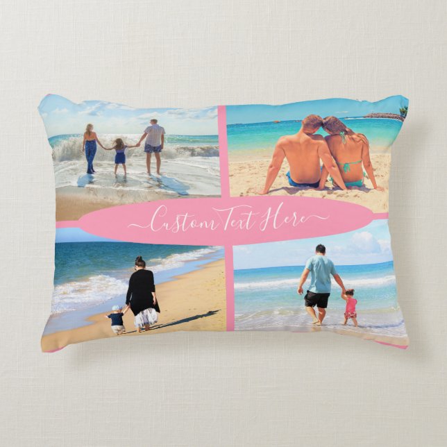 Stellen Sie Ihr Bild Collage Pillow mit Text ein Dekokissen (Vorderseite)