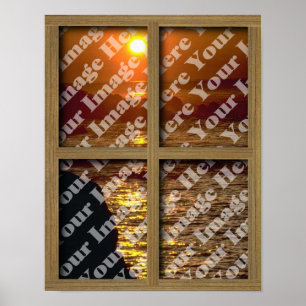Stellen Sie Ihr eigenes Fenster mit Holzrahmen Poster