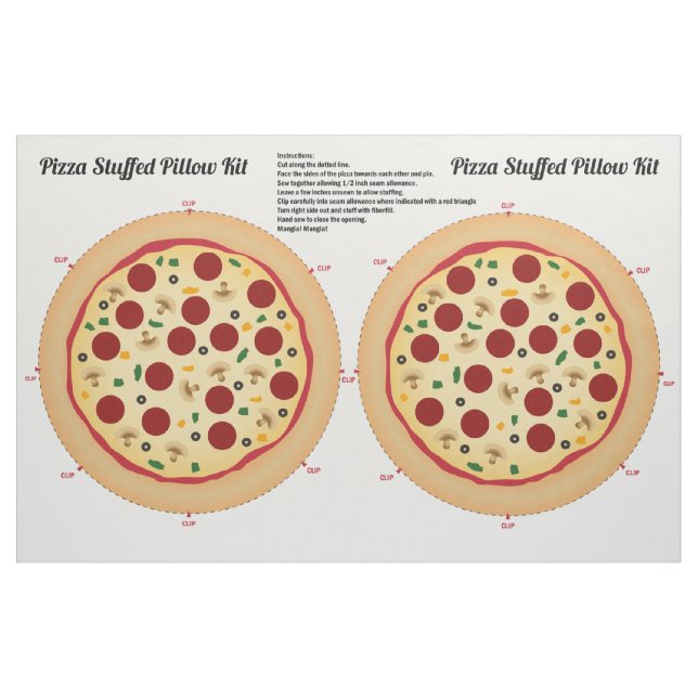 Stellen Sie Ihr eigenes Pizza angefülltes Kissen Stoff (Fat Quarter (45,7 x 55,9 cm))