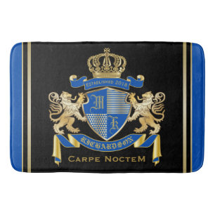 Stellen Sie Ihr eigenes Wappen blaues Badematte