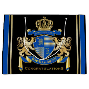 Stellen Sie Ihr eigenes Wappen blaues Große Geschenktüte
