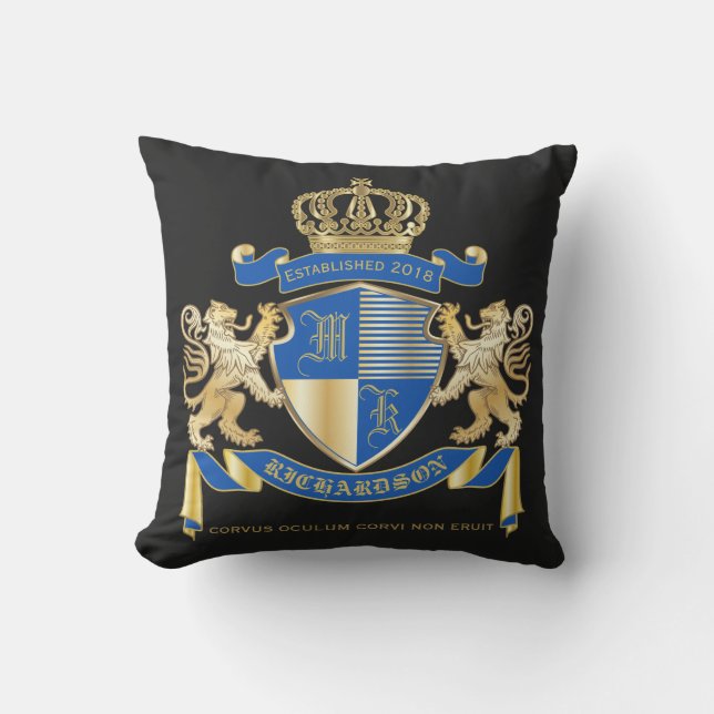 Stellen Sie Ihr eigenes Wappen blaues Kissen Für Draußen (Vorderseite)