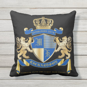 Stellen Sie Ihr eigenes Wappen blaues Kissen Für Draußen