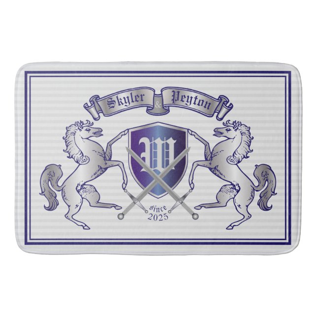 Stellen Sie Ihr eigenes Wappen silbernes Badematte (Vorderseite)