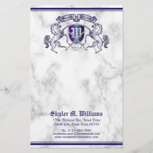 Stellen Sie Ihr eigenes Wappen silbernes Briefpapier (Vorderseite)