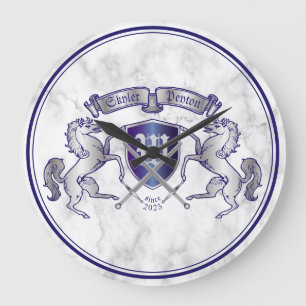 Stellen Sie Ihr eigenes Wappen silbernes Große Wanduhr