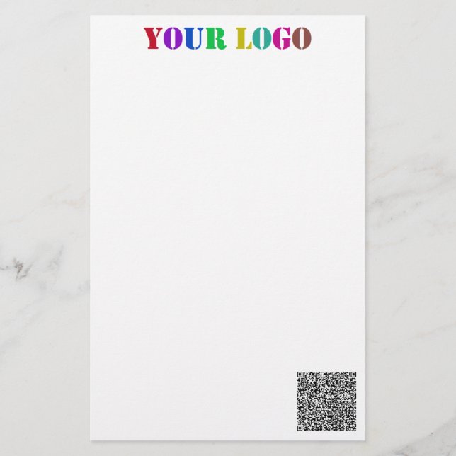 Stellen Sie Ihr Firmenlogo und QR-Code ein. Briefpapier (Vorderseite)
