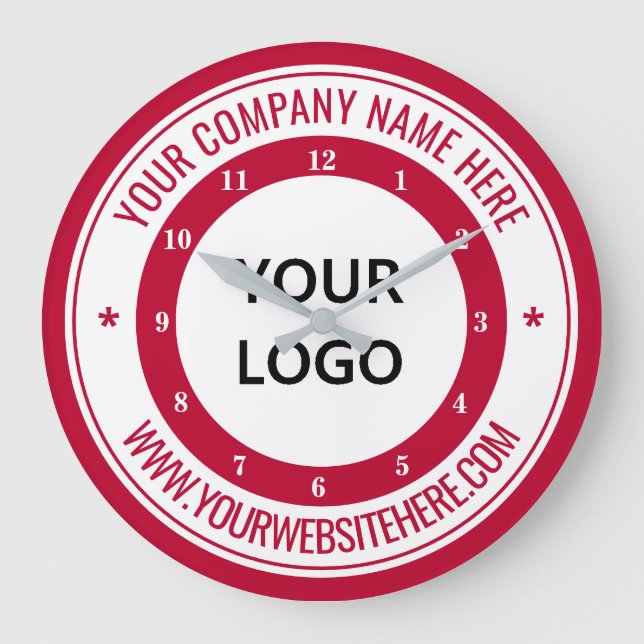 Stellen Sie Ihr Firmenlogo und Text-Business-Uhr e Große Wanduhr (Vorderseite)