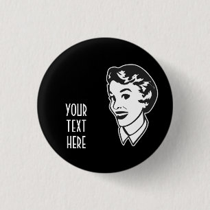 STELLEN SIE IHRE EIGENE RETRO DAME FACE GIFTS HER BUTTON