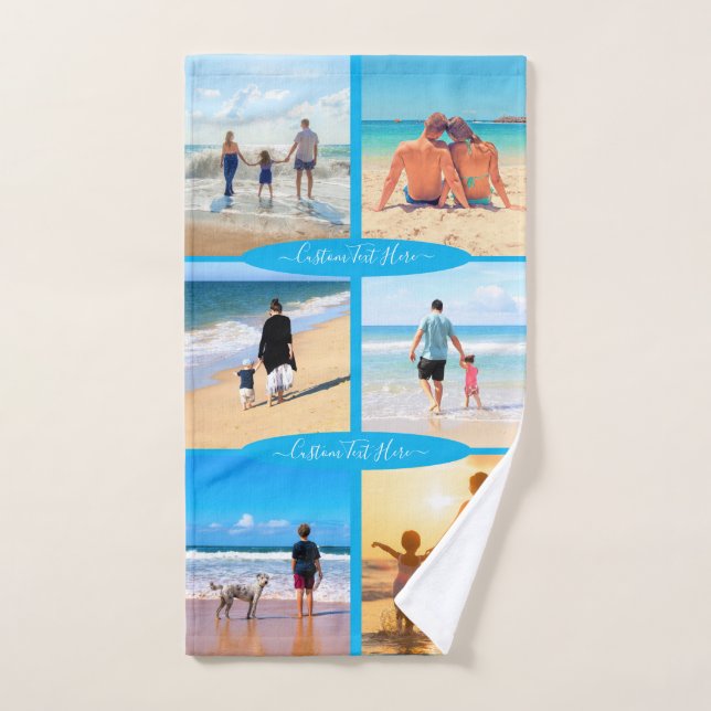 Stellen Sie Ihre Foto Collage Badetücher mit Text  Badhandtuch Set (Handtuch)