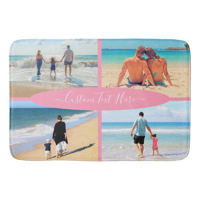 Stellen Sie Ihre Foto Collage Bath Matte mit Text  (Vorderseite)