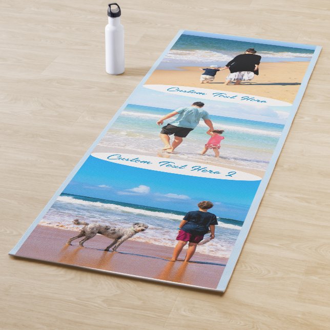 Stellen Sie Ihre Foto Collage Yoga Matte mit Text  (Beispiel)