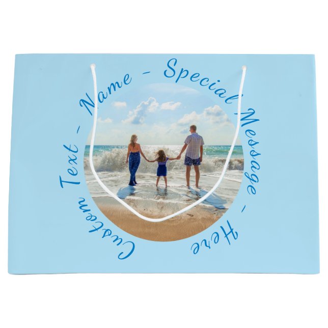Stellen Sie Ihre Foto-Geschenktasche mit Textname  Große Geschenktüte (Vorderseite)
