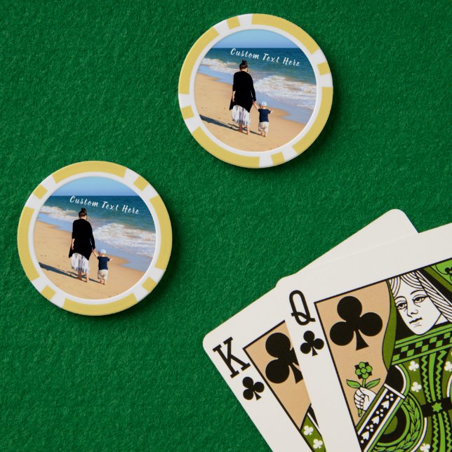 Stellen Sie Ihre Foto-Poker-Chips mit Text ein Pokerchips (Pokertisch (doppelt))