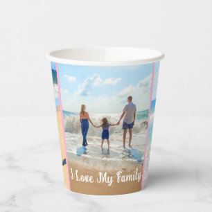 Stellen Sie Ihre Fotosammlungen für die Familie ei Pappbecher