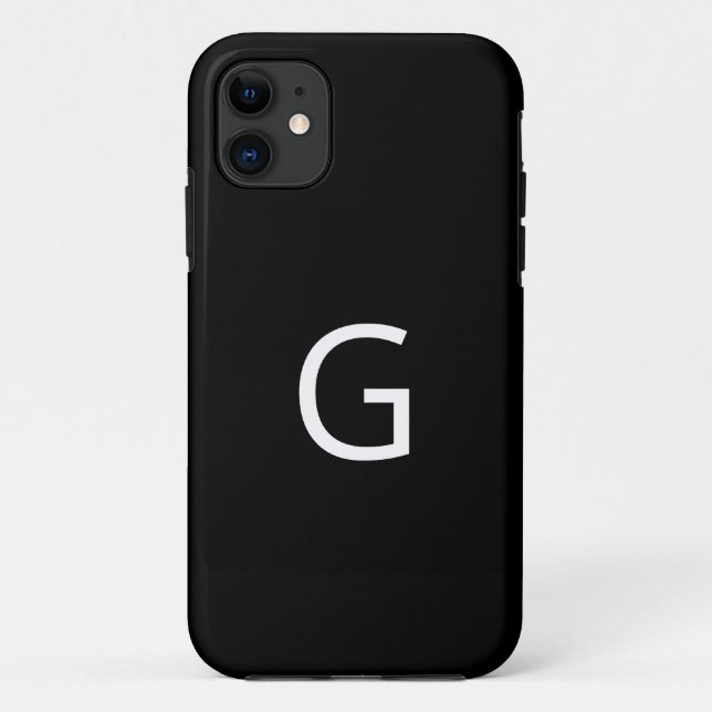 Stellen Sie Ihre Monogramm, weiß auf schwarz Case-Mate iPhone Hülle (Rückseite)