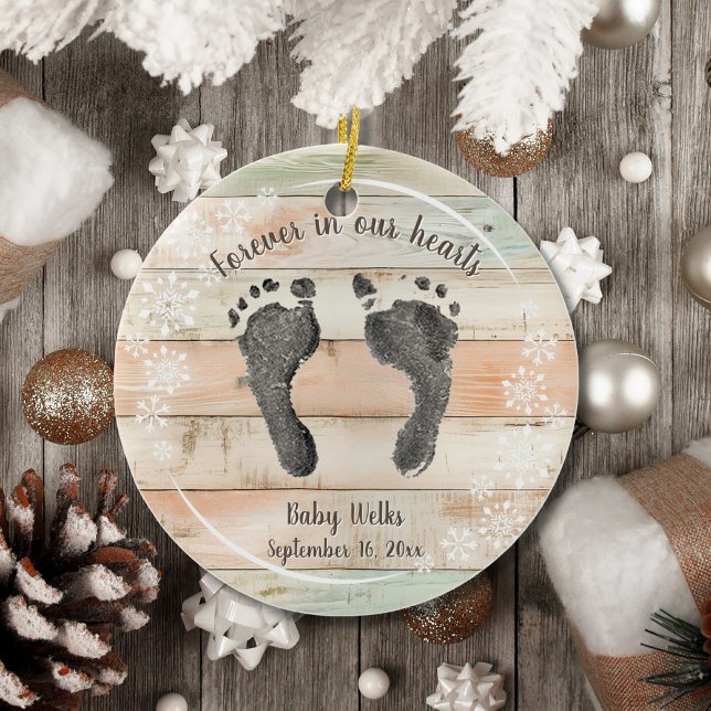 Stellen Sie Ihren Baby's Foot Prints Snow Flakes M Keramik Ornament (Von Creator hochgeladen)